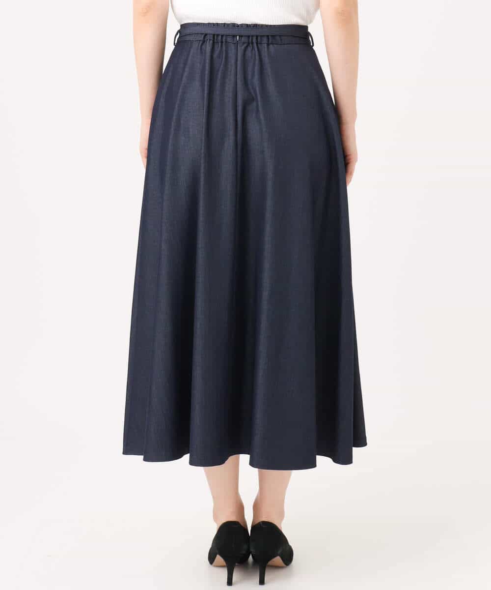 FKHGD36160 MK MICHEL KLEIN(MK ミッシェルクラン) [SANAGARAシリーズ]デニムライク フレアスカート/接触冷感/UVカット/洗える ネイビー