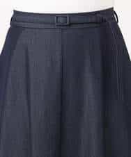 FKHGD36160 MK MICHEL KLEIN(MK ミッシェルクラン) [SANAGARAシリーズ]デニムライク フレアスカート/接触冷感/UVカット/洗える ネイビー