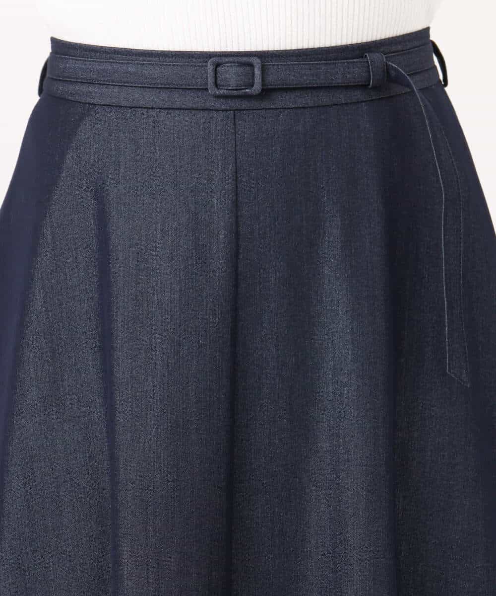 FKHGD36160 MK MICHEL KLEIN(MK ミッシェルクラン) [SANAGARAシリーズ]デニムライク フレアスカート/接触冷感/UVカット/洗える ネイビー