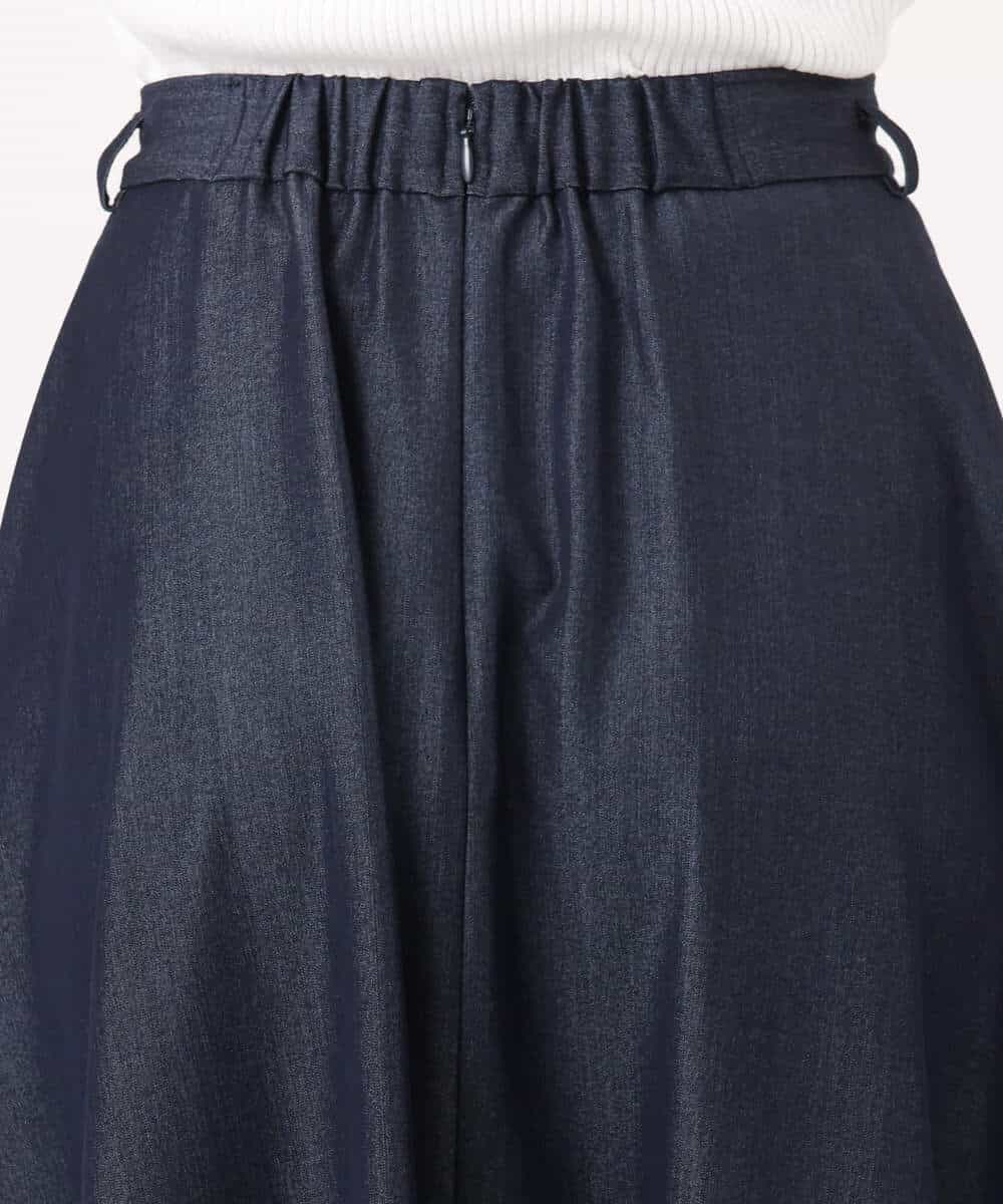 FKHGD36160 MK MICHEL KLEIN(MK ミッシェルクラン) [SANAGARAシリーズ]デニムライク フレアスカート/接触冷感/UVカット/洗える ネイビー