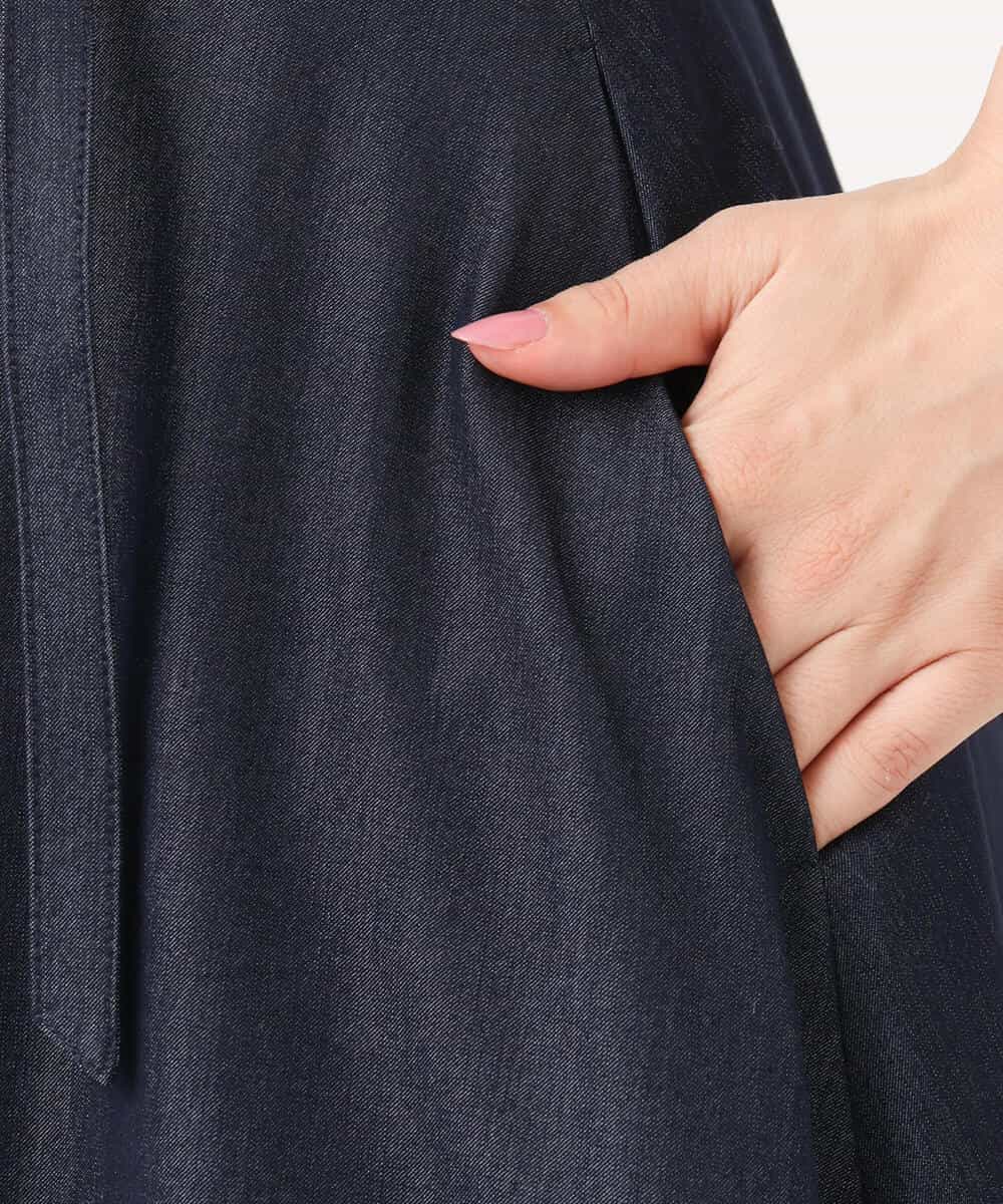 FKHGD36160 MK MICHEL KLEIN(MK ミッシェルクラン) [SANAGARAシリーズ]デニムライク フレアスカート/接触冷感/UVカット/洗える ネイビー