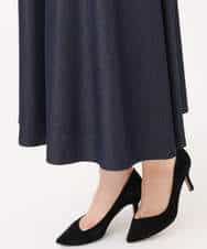 FKHGD36160 MK MICHEL KLEIN(MK ミッシェルクラン) [SANAGARAシリーズ]デニムライク フレアスカート/接触冷感/UVカット/洗える ネイビー