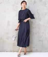 FKHGD36160 MK MICHEL KLEIN(MK ミッシェルクラン) [SANAGARAシリーズ]デニムライク フレアスカート/接触冷感/UVカット/洗える ネイビー