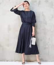 FKHGD36160 MK MICHEL KLEIN(MK ミッシェルクラン) [SANAGARAシリーズ]デニムライク フレアスカート/接触冷感/UVカット/洗える ネイビー