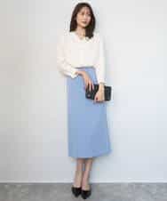 FKHGD40150 MK MICHEL KLEIN(MK ミッシェルクラン) ポケットデザインストレッチタイトスカート/洗える ブラウン