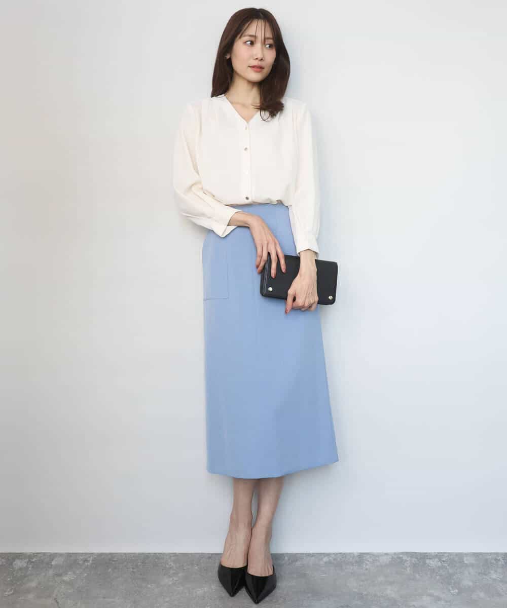 FKHGD40150 MK MICHEL KLEIN(MK ミッシェルクラン) ポケットデザインストレッチタイトスカート/洗える ブラウン