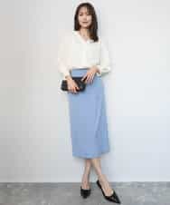 FKHGD40150 MK MICHEL KLEIN(MK ミッシェルクラン) ポケットデザインストレッチタイトスカート/洗える ブラウン