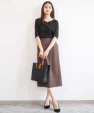 FKHGD40150 MK MICHEL KLEIN(MK ミッシェルクラン) ポケットデザインストレッチタイトスカート/洗える ブラウン