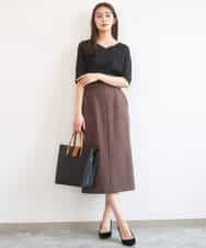 FKHGD40150 MK MICHEL KLEIN(MK ミッシェルクラン) ポケットデザインストレッチタイトスカート/洗える ブラウン