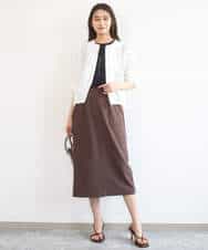 FKHGD40150 MK MICHEL KLEIN(MK ミッシェルクラン) ポケットデザインストレッチタイトスカート/洗える ブラウン