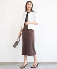 FKHGD40150 MK MICHEL KLEIN(MK ミッシェルクラン) ポケットデザインストレッチタイトスカート/洗える ブラウン