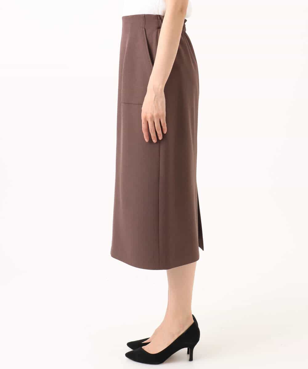 FKHGD40150 MK MICHEL KLEIN(MK ミッシェルクラン) ポケットデザインストレッチタイトスカート/洗える ブラウン