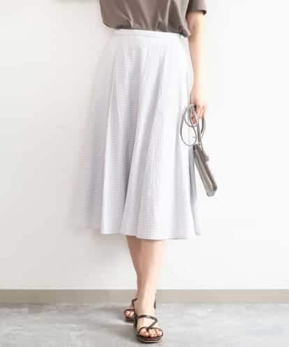 FKHGD45170 MK MICHEL KLEIN シアーチェック柄フレアスカート/洗える