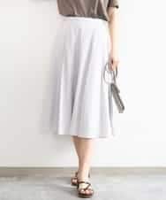 FKHGD45170 MK MICHEL KLEIN(MK ミッシェルクラン) シアーチェック柄フレアスカート/洗える ライトグレー