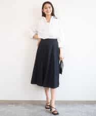 FKHGD45170 MK MICHEL KLEIN(MK ミッシェルクラン) シアーチェック柄フレアスカート/洗える ライトグレー