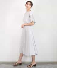 FKHGD45170 MK MICHEL KLEIN(MK ミッシェルクラン) シアーチェック柄フレアスカート/洗える ライトグレー