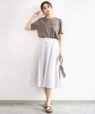 FKHGD45170 MK MICHEL KLEIN(MK ミッシェルクラン) シアーチェック柄フレアスカート/洗える ライトグレー