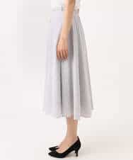 FKHGD45170 MK MICHEL KLEIN(MK ミッシェルクラン) シアーチェック柄フレアスカート/洗える ライトグレー