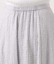 FKHGD45170 MK MICHEL KLEIN(MK ミッシェルクラン) シアーチェック柄フレアスカート/洗える ライトグレー