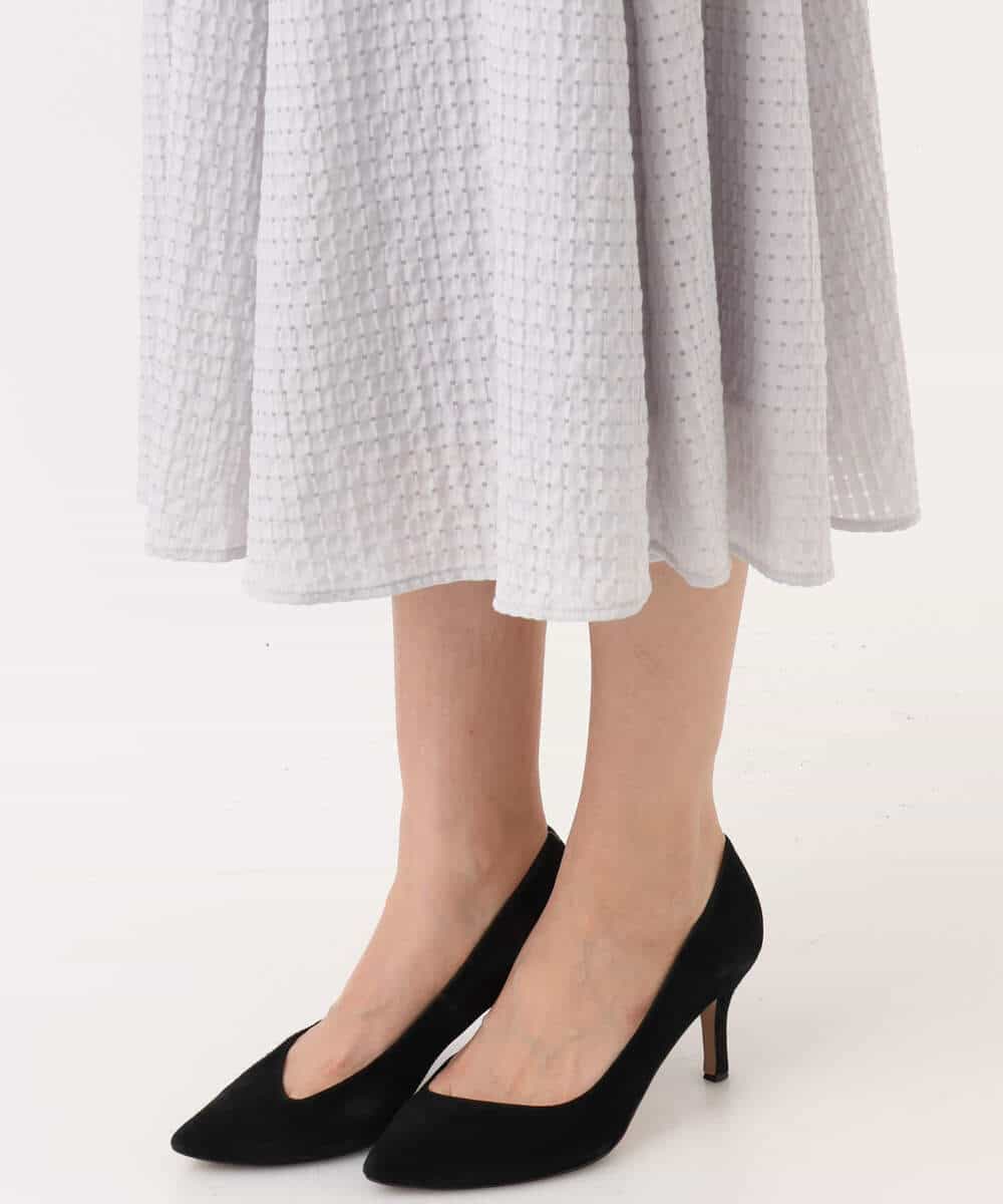 FKHGD45170 MK MICHEL KLEIN(MK ミッシェルクラン) シアーチェック柄フレアスカート/洗える ライトグレー