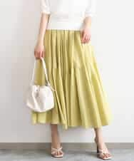 FKHGD47170 MK MICHEL KLEIN(MK ミッシェルクラン) コットンシフォンギャザースカート/洗える イエロー