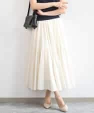 FKHGD47170 MK MICHEL KLEIN(MK ミッシェルクラン) コットンシフォンギャザースカート/洗える アイボリー