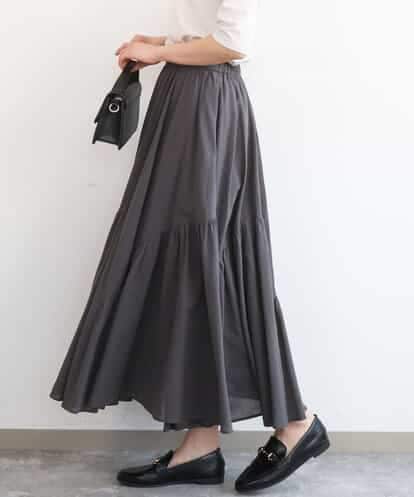 FKHGD47170 MK MICHEL KLEIN コットンシフォンギャザースカート/洗える