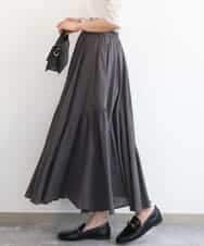 FKHGD47170 MK MICHEL KLEIN(MK ミッシェルクラン) コットンシフォンギャザースカート/洗える ダークグレー