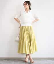 FKHGD47170 MK MICHEL KLEIN(MK ミッシェルクラン) コットンシフォンギャザースカート/洗える ダークグレー