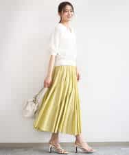 FKHGD47170 MK MICHEL KLEIN(MK ミッシェルクラン) コットンシフォンギャザースカート/洗える ダークグレー