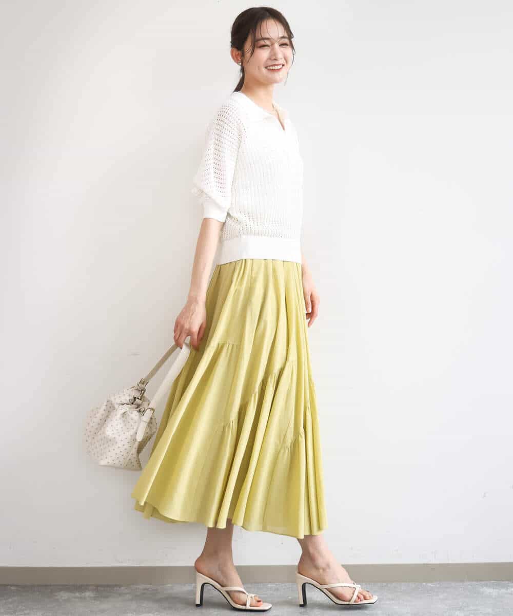 FKHGD47170 MK MICHEL KLEIN(MK ミッシェルクラン) コットンシフォンギャザースカート/洗える ダークグレー