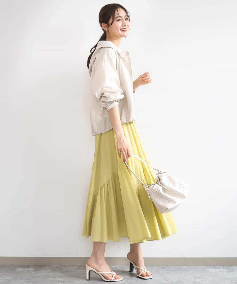 FKHGD47170 MK MICHEL KLEIN(MK ミッシェルクラン) コットンシフォンギャザースカート/洗える ダークグレー