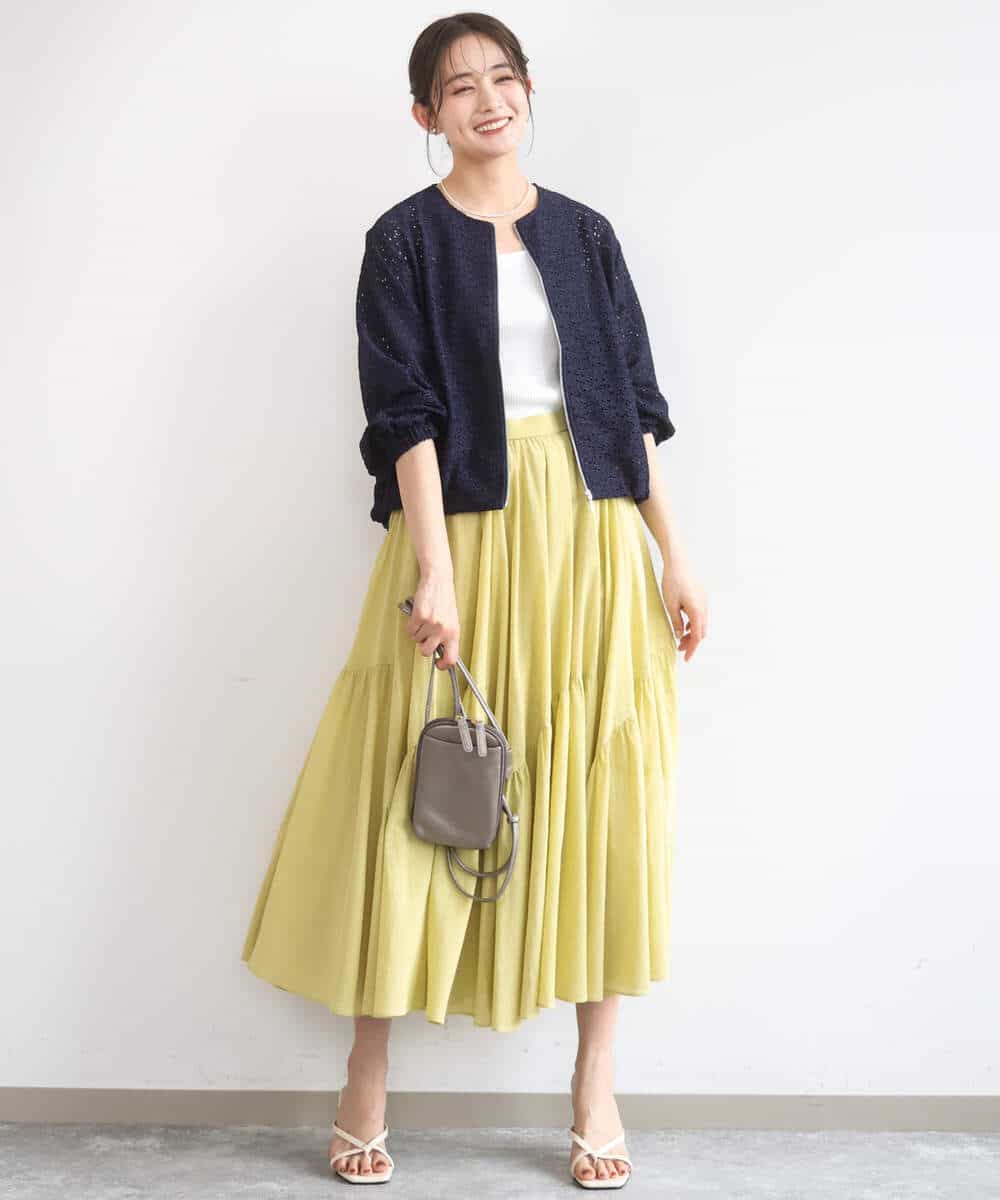 FKHGD47170 MK MICHEL KLEIN(MK ミッシェルクラン) コットンシフォンギャザースカート/洗える ダークグレー