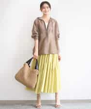 FKHGD47170 MK MICHEL KLEIN(MK ミッシェルクラン) コットンシフォンギャザースカート/洗える ダークグレー