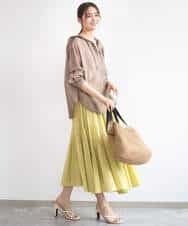 FKHGD47170 MK MICHEL KLEIN(MK ミッシェルクラン) コットンシフォンギャザースカート/洗える ダークグレー