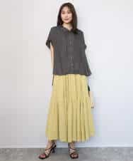 FKHGD47170 MK MICHEL KLEIN(MK ミッシェルクラン) コットンシフォンギャザースカート/洗える ダークグレー