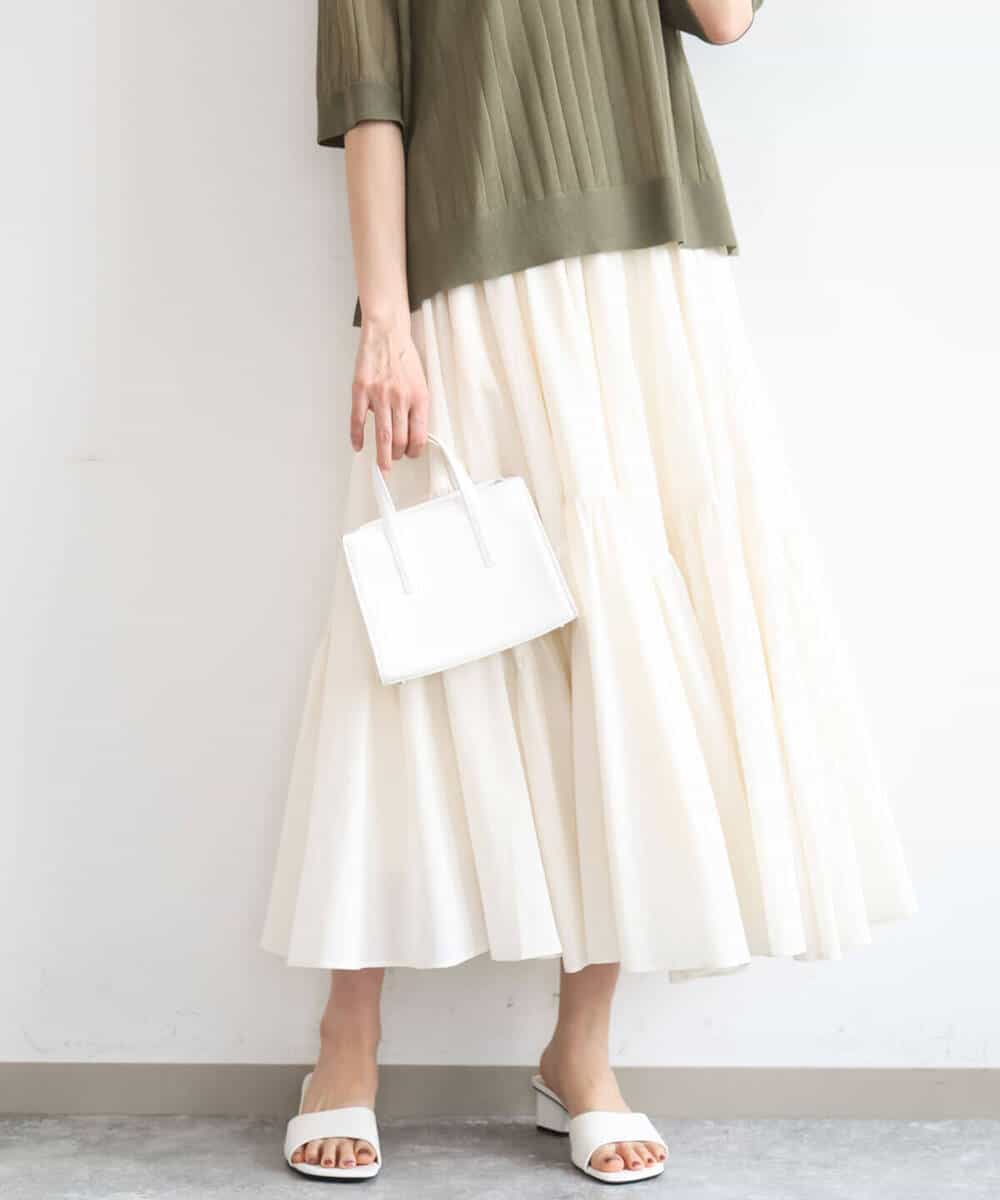 FKHGD47170 MK MICHEL KLEIN(MK ミッシェルクラン) コットンシフォンギャザースカート/洗える ダークグレー