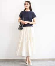 FKHGD47170 MK MICHEL KLEIN(MK ミッシェルクラン) コットンシフォンギャザースカート/洗える ダークグレー