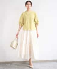 FKHGD47170 MK MICHEL KLEIN(MK ミッシェルクラン) コットンシフォンギャザースカート/洗える ダークグレー