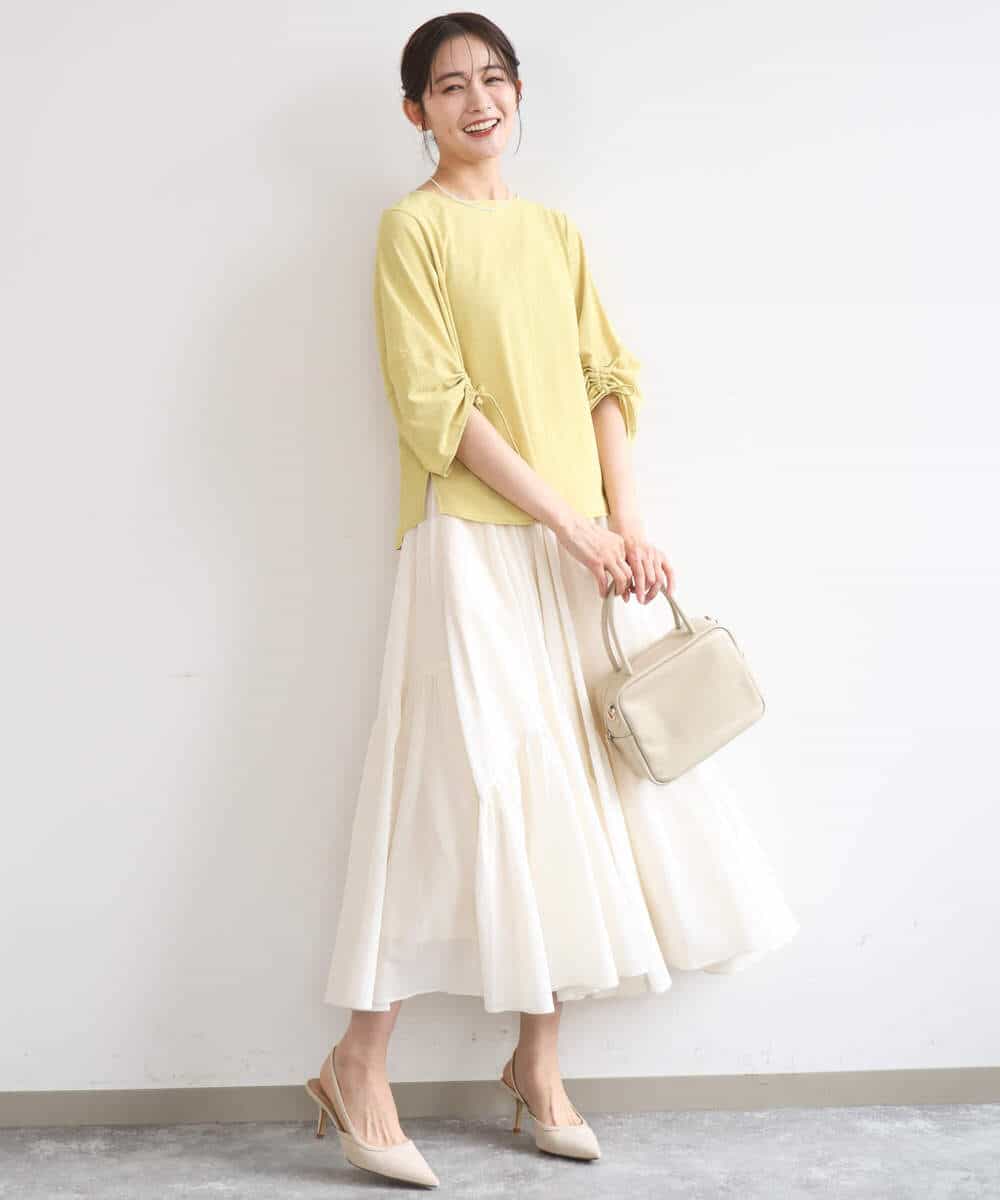 FKHGD47170 MK MICHEL KLEIN(MK ミッシェルクラン) コットンシフォンギャザースカート/洗える ダークグレー