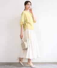 FKHGD47170 MK MICHEL KLEIN(MK ミッシェルクラン) コットンシフォンギャザースカート/洗える ダークグレー