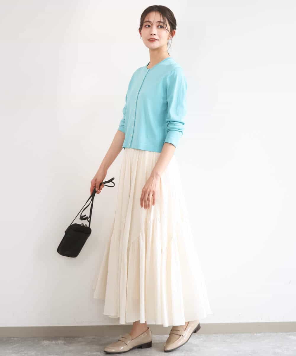 FKHGD47170 MK MICHEL KLEIN(MK ミッシェルクラン) コットンシフォンギャザースカート/洗える ダークグレー