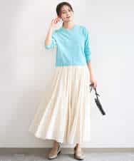 FKHGD47170 MK MICHEL KLEIN(MK ミッシェルクラン) コットンシフォンギャザースカート/洗える ダークグレー