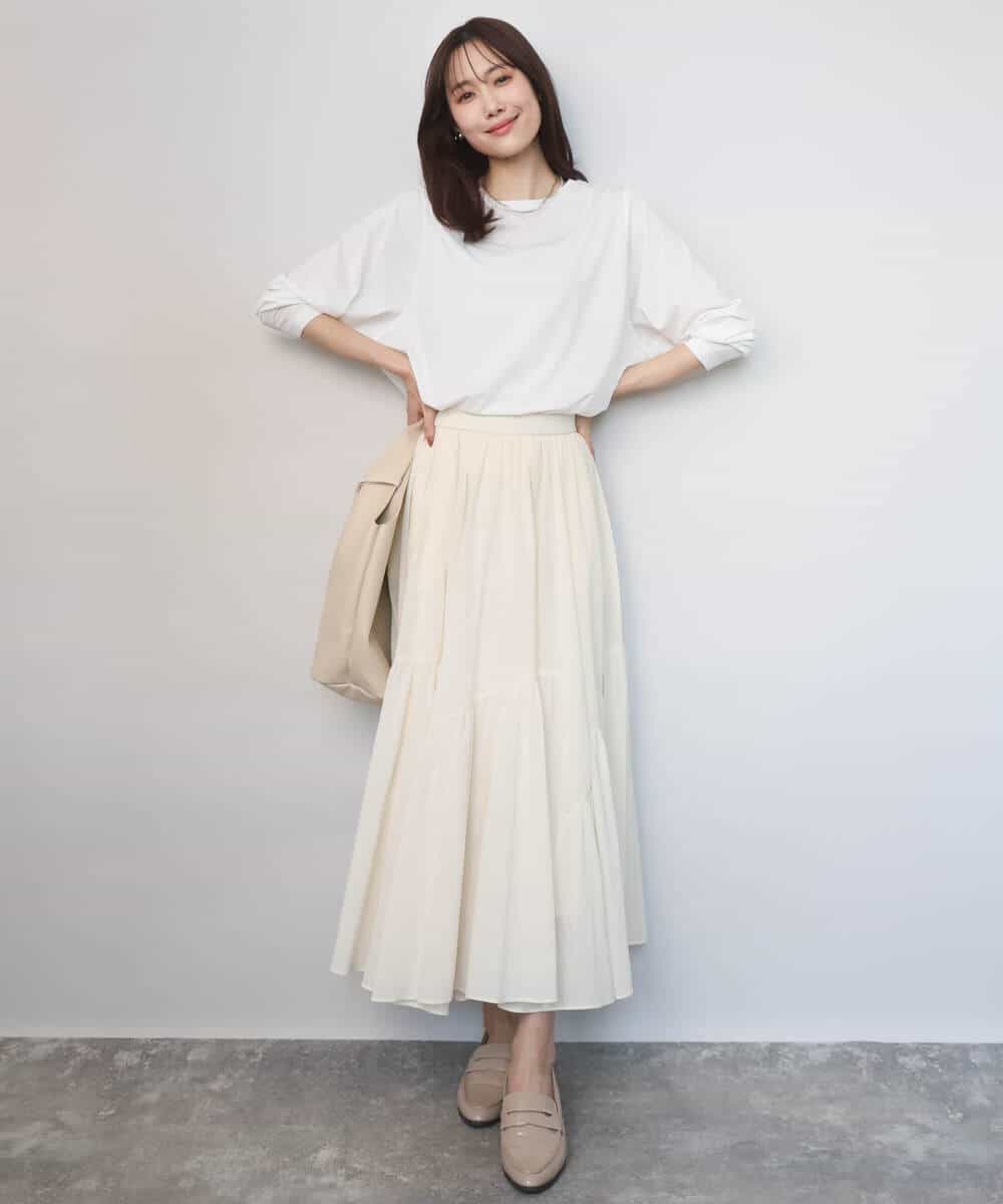 FKHGD47170 MK MICHEL KLEIN(MK ミッシェルクラン) コットンシフォンギャザースカート/洗える ダークグレー