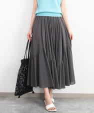 FKHGD47170 MK MICHEL KLEIN(MK ミッシェルクラン) コットンシフォンギャザースカート/洗える ダークグレー