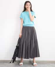 FKHGD47170 MK MICHEL KLEIN(MK ミッシェルクラン) コットンシフォンギャザースカート/洗える ダークグレー