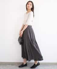 FKHGD47170 MK MICHEL KLEIN(MK ミッシェルクラン) コットンシフォンギャザースカート/洗える ダークグレー