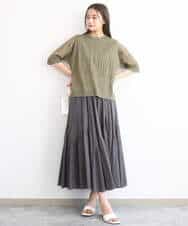 FKHGD47170 MK MICHEL KLEIN(MK ミッシェルクラン) コットンシフォンギャザースカート/洗える ダークグレー