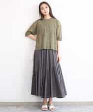 FKHGD47170 MK MICHEL KLEIN(MK ミッシェルクラン) コットンシフォンギャザースカート/洗える ダークグレー