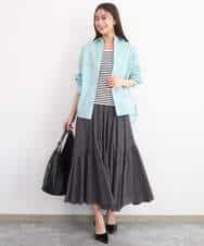 FKHGD47170 MK MICHEL KLEIN(MK ミッシェルクラン) コットンシフォンギャザースカート/洗える ダークグレー